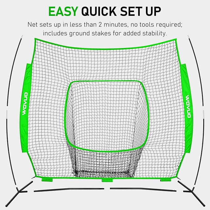 7x7 ft Baseball Net for Batting Pitching Hitting, Softball Pitching Net with Strike Zone, Tee, Ball Caddy, Softball Batting Net Baseball Training Equipment for Kids Adult Youth Sport Practice-StrideForce Fitness