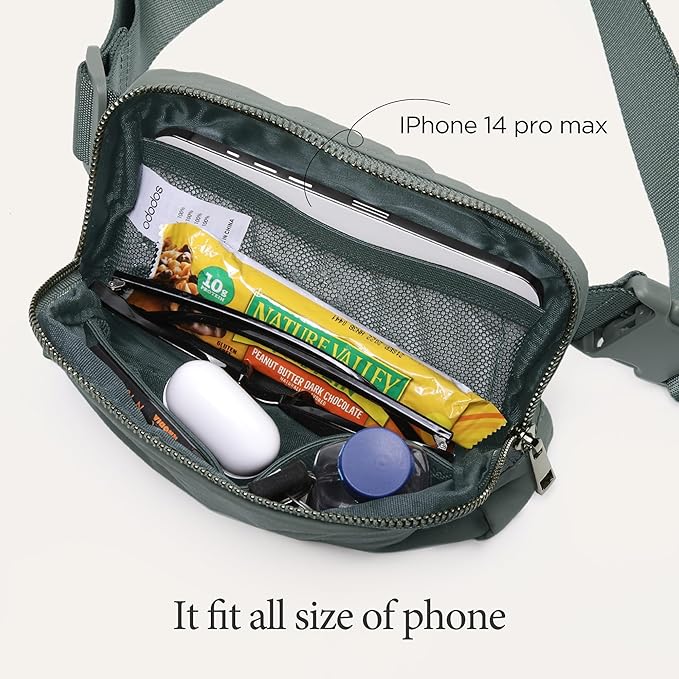 ODODOS Unisex Mini Belt Bag with Adjustable Strap Small Fanny Pack for Workout Running Traveling Hiking, Iron Gray-StrideForce Fitness