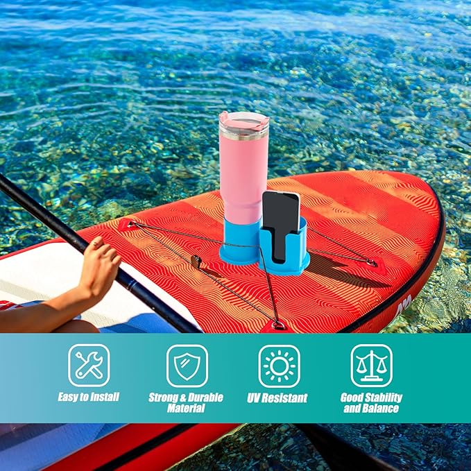 Paddleboard Cup Holder, Kayak Drink Holder for Paddle Board Cup and Phone Holder, Sup Surfboards Canoes Kayak Paddle Board Accessories for Types of Cup Bottle Drink-StrideForce Fitness