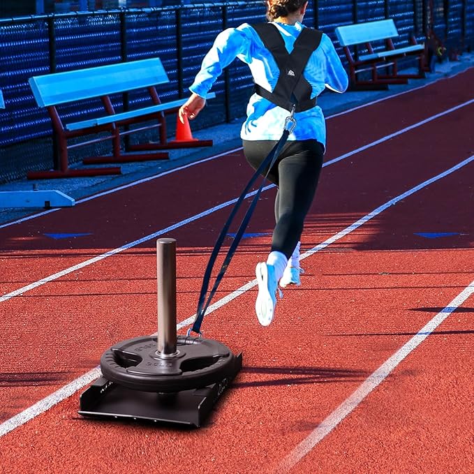 LIONSCOOL Weight Training Sled with Pro Pulling Belt or Vest Set, Sled Push with Adjustable Handle, Power Sled Workout Sled for Drag Speed Training Improvement and Strength-StrideForce Fitness