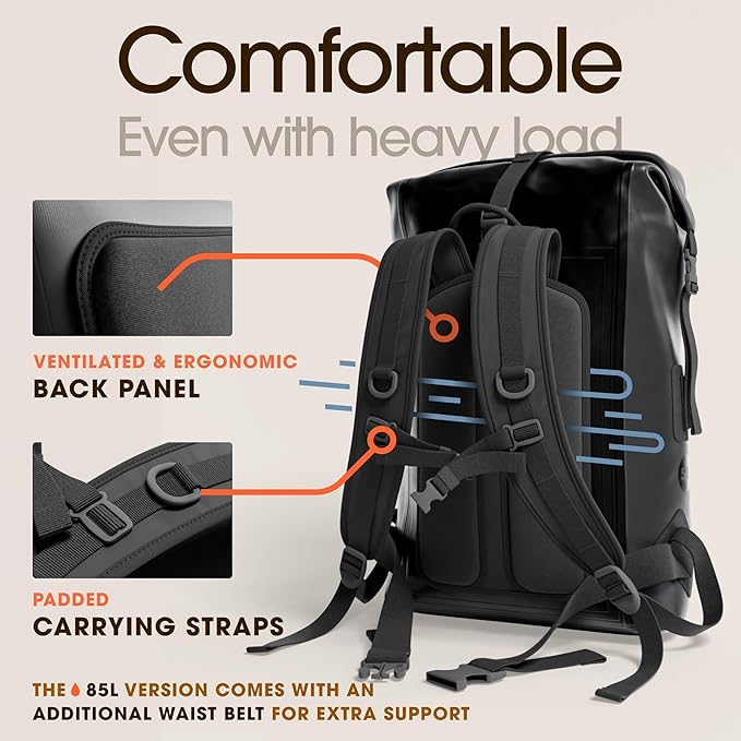 Earth Pak Waterproof Backpack - Heavy Duty Hiking Backpack - Roll-Top Closure Bag - Cushioned Dry Bag Waterproof Phone Case-StrideForce Fitness