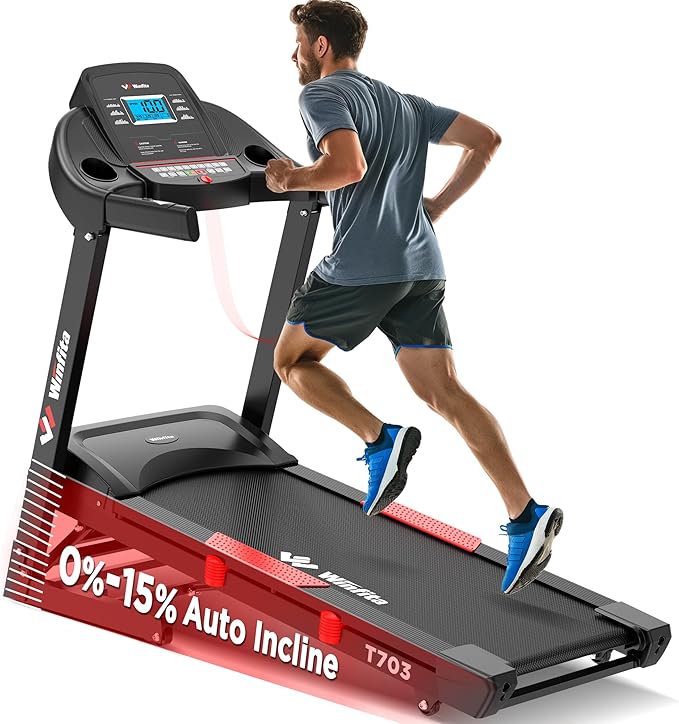 Treadmill with Incline, 300 LBS Capacity, 8 MPH or 10 MPH Speed, Bluetooth, App, Pause Function, Folding Treadmills for Home with 64 Programs, 17'' or 18'' Wide Belt, Heart Rate, BMI Detector-StrideForce Fitness