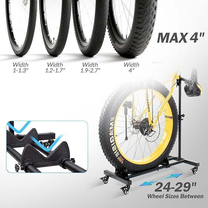 Vertical Bike Stand, Freestanding Indoor Bike Storage Rack Upright Bicycle Floor Stand Indoor Bike Holder with Adjustable Height for Garage & Apartment - for Wheels Sizes up to 29”-StrideForce Fitness