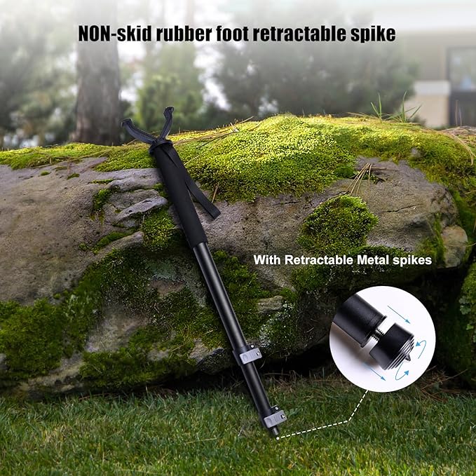 Shooting Stick with V Yoke, 22-62 inches Adjustable Aluminum Shooting Monopod for Hunting Rifles-StrideForce Fitness