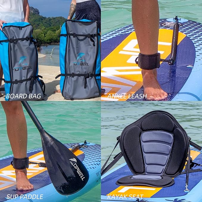 UPWELL 10'6"/11'/11'6" Inflatable Paddle Board, Stand Up Paddlboard for Youth & Adults, Stable Design, Premium SUP Accessories, Backpack, Leash, Hand Pump, Fins-StrideForce Fitness