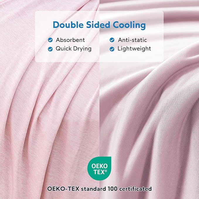 HOMFINE Cooling Blankets for Hot Sleepers - Summer Blanket Thin Lightweight Breathable Soft Double Side Enhanced Cooling for Bed Couch Sofa, Keep Cool for Night Sweats (Pink, 90 x 90 inches)-StrideForce Fitness
