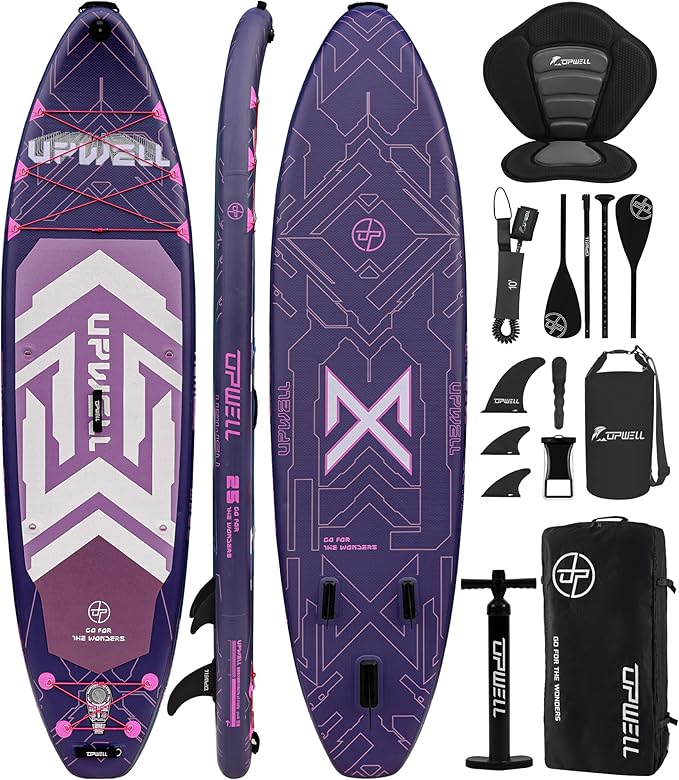 UPWELL 11'6"×35" Extra Wide Inflatable Paddle Board, Stand Up Paddle Board for Youth & Adults, Stable Design, Premium SUP Accessories, 120L Backpack, 10L Dry Bag, Paddle, Leash, Hand Pump, US Fins-StrideForce Fitness