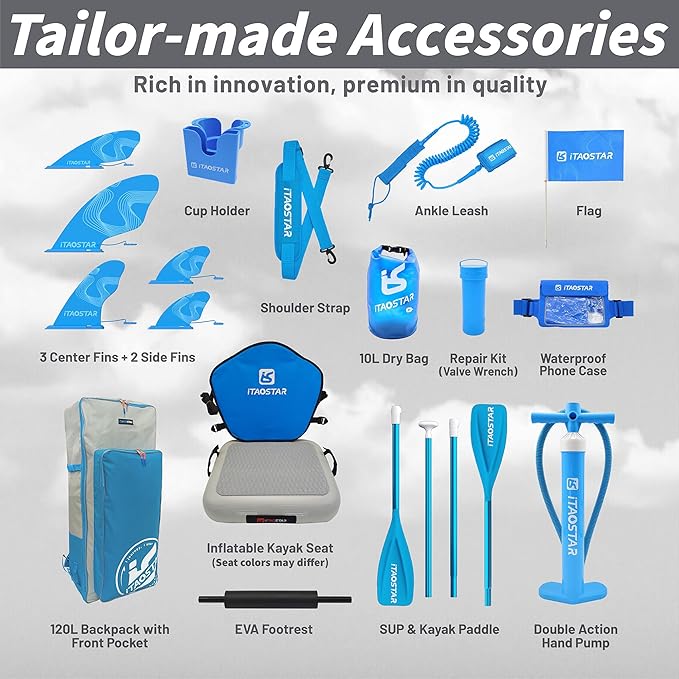 Journey 11'6" / 11'×34" / 11'×35" Extra Wide Paddle Board, One-Stop Premium SUP Board Accessories, Tailored Fins, Stable Inflatable Stand Up Paddle Boards for Youth/Adults of All Skill Levels-StrideForce Fitness