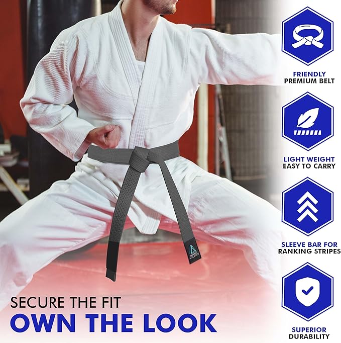 BJJ Belt for Men & Women Brazilian Jiu Jitsu Belt with Ranking Stripes Sleeve Bar Kids Jiu Jitsu Gi Belt-StrideForce Fitness