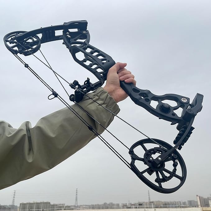 Archery Compound Bow Hunting Set 20-70lbs Adjustable Pull 320fps Speed with 5 Pin Sights and 9 Carbon Arrows for Teens and Adults Target Practice Outdoor Hunting Full Set of Accessories-StrideForce Fitness