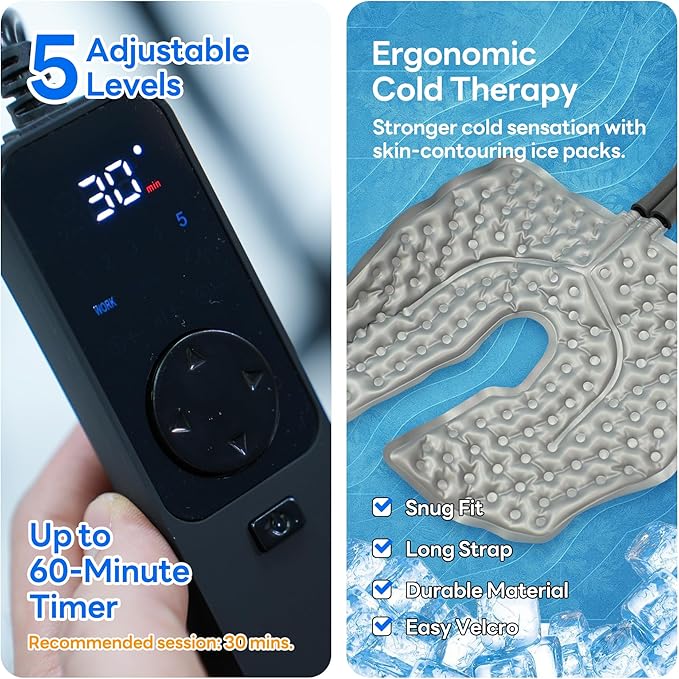 Ice Machine for Knee After Surgery, Cold Therapy Machine Portable Cooling Universal Cold Packs System for Pain Relief/Knee/Shoulder-StrideForce Fitness