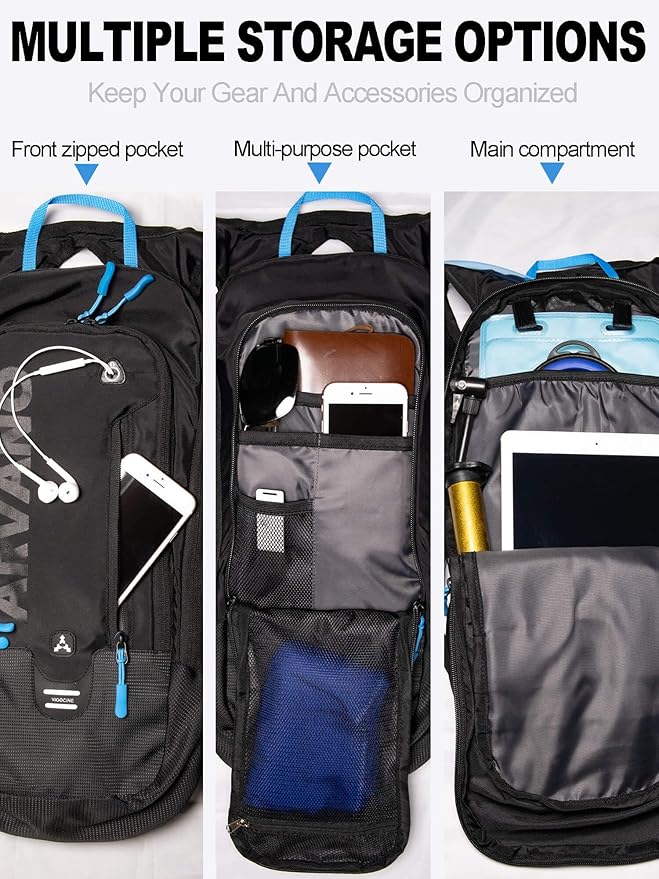 Hydration Backpack, Lightweight Hydration Pack with 2L Water Bladder, 6L Water Backpack for Men Women Cycling, Hiking, Mountain Biking, Skiing-StrideForce Fitness