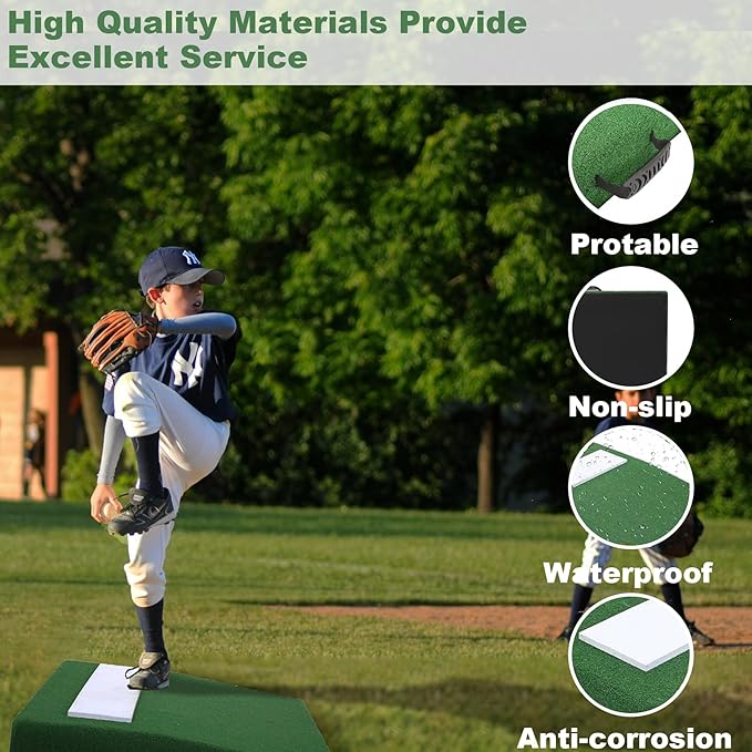 4" Portable Pitching Mound with Regulation Pitching Mound-30x30x4in Pitching Mounds for Baseball-Pitching Mounds Ideal for Youth Baseball Training, Indoor and Outdoor Use-StrideForce Fitness