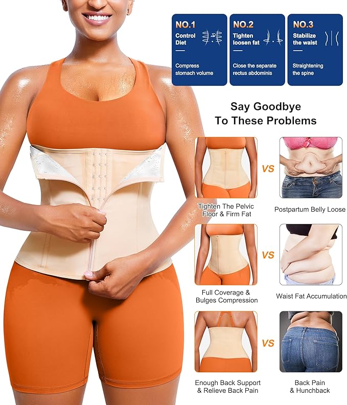 TrainingGirl Waist Trainer for Women Lower Belly Waist Trimmer Corset Tummy Wrap Workout Sweat Belt Band Sports Sauna Suit-StrideForce Fitness