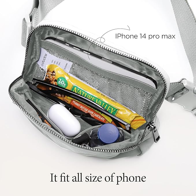 ODODOS Unisex Mini Belt Bag with Adjustable Strap Small Fanny Pack for Workout Running Traveling Hiking, Light Grey-StrideForce Fitness