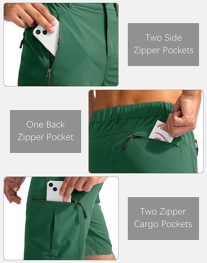Pudolla Men's Hiking Cargo Shorts 9" Lightweight Outdoor Work Shorts for Men Travel Golf Camping Casual with 5 Zipper Pockets-StrideForce Fitness