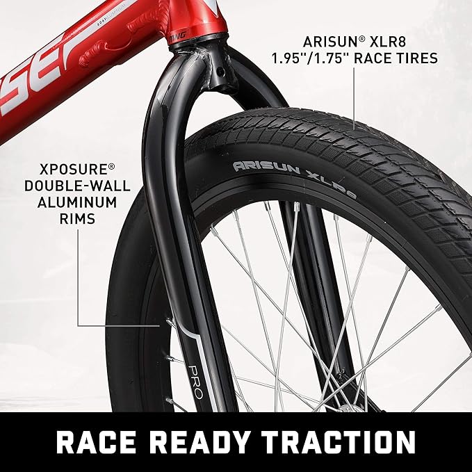 Mongoose Title Pro or Elite BMX Race Bike with 20 or 24-Inch Wheels in Red, Orange, or Black, Beginner or Returning Riders, Featuring Lightweight Tectonic T1 Aluminum Frame and Internal Cable Routing-StrideForce Fitness