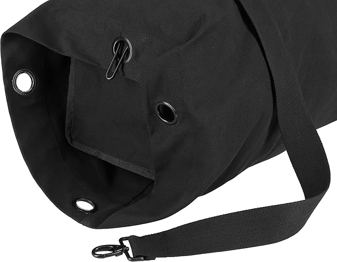 WHITEDUCK Top Load Canvas Folding Duffel Bag, Water Resistant Army Style Shoulder Bag for Men and Women- Gym, Sports, Travel, Hiking, Camping, Backpacking (Large 25" x 42",Black)-StrideForce Fitness