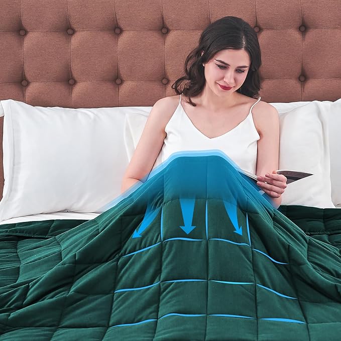 King Size Weighted Blanket for Adults (25 lbs, 80” x 87”, Dark Green) Cooling Heavy Blanket for Sleeping Perfect for 240-260 lbs, Breathable Blanket for Adults & Couple All Season, Machine Washable-StrideForce Fitness