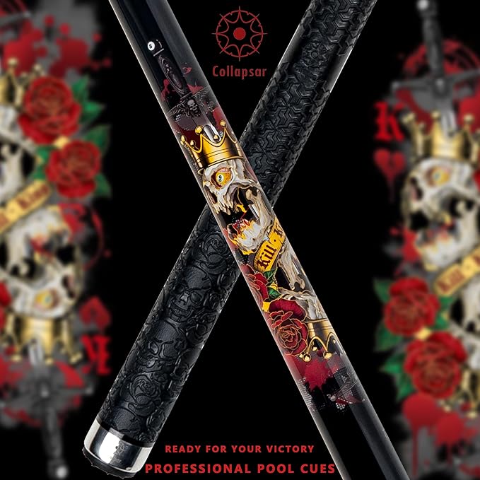 Collapsar CBP Pool Stick with 1X1 Hard Case,13mm Tip with Low Deflection Technology Billiard Cue,58" 2-Pieces 19-21 oz Professional Pool Cue Set-StrideForce Fitness