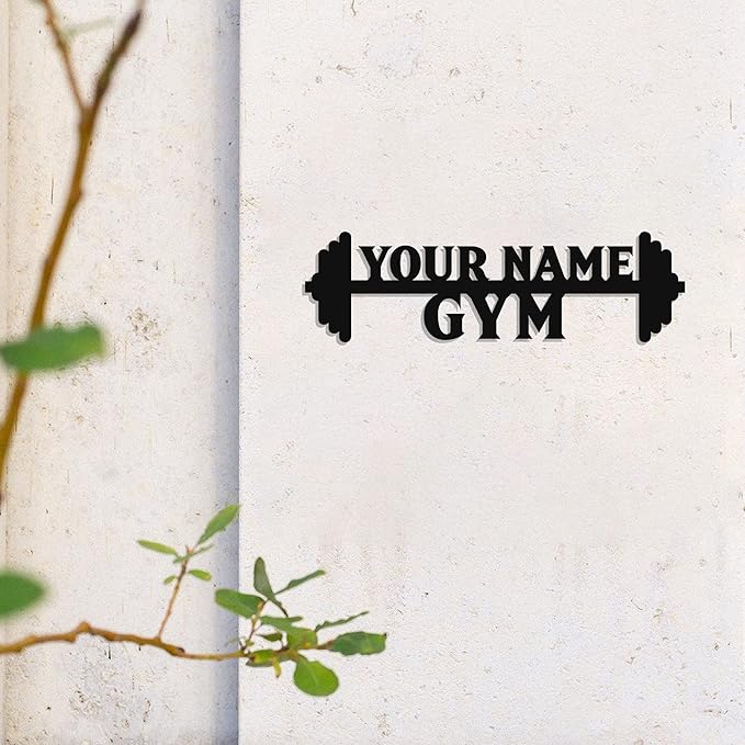 Personalized Home Gym LED Tin Metal Sign Multiple Sizes, Gym Wall Decor, Exercise Workout Room Decor Fitness Center, Motivational Inspirational Hanging Art Plaque (02 W/o Lights)-StrideForce Fitness