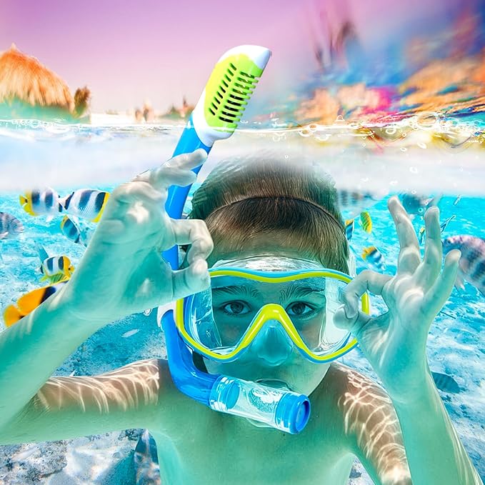 GoseWave Snorkeling Gear for Kids, Kids Snorkel Set for Ages 5-15, Anti-Fog Diving Mask and Dry Top Snorkel Set, Unisex Swimming Goggles with Nose Cover-StrideForce Fitness