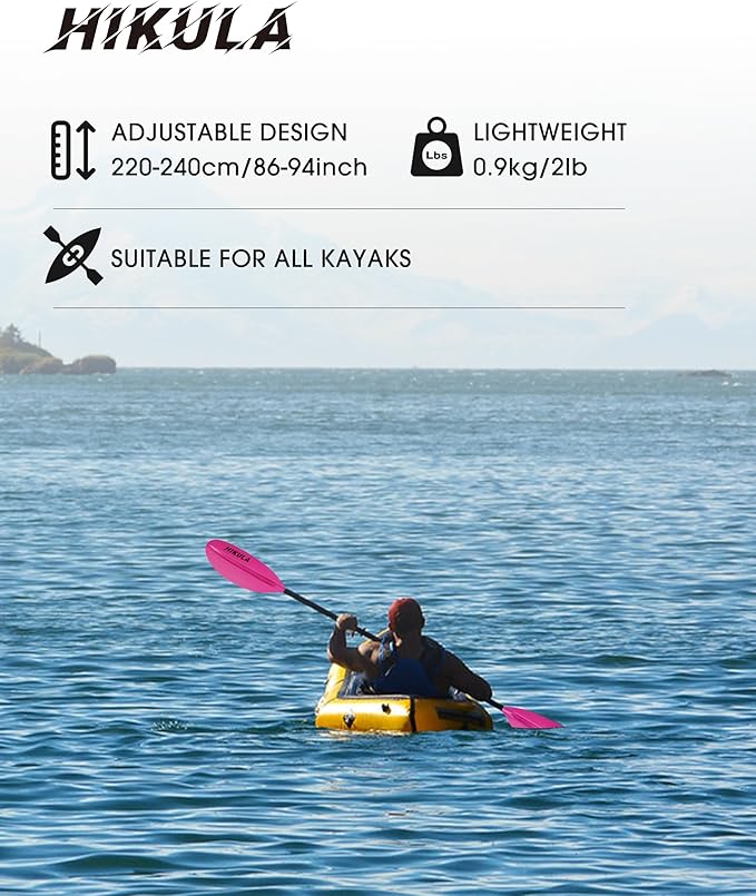Adjustable Kayak Paddle with Carbon Shaft and PP Blade Available in 220-230/220-240/230-250cm Floating Lightweight Kayak Oars with Original Pattern-StrideForce Fitness