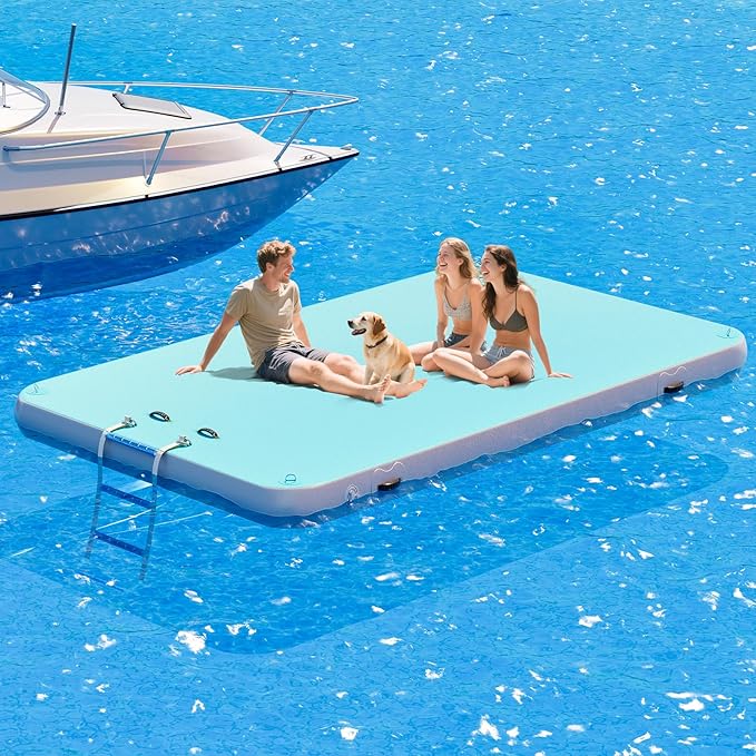 Specraft Inflatable Floating Dock, Non-Slip Air Dock Platform loating Island Raft with Rope Ladder for Pool Lake Beach Ocean-StrideForce Fitness