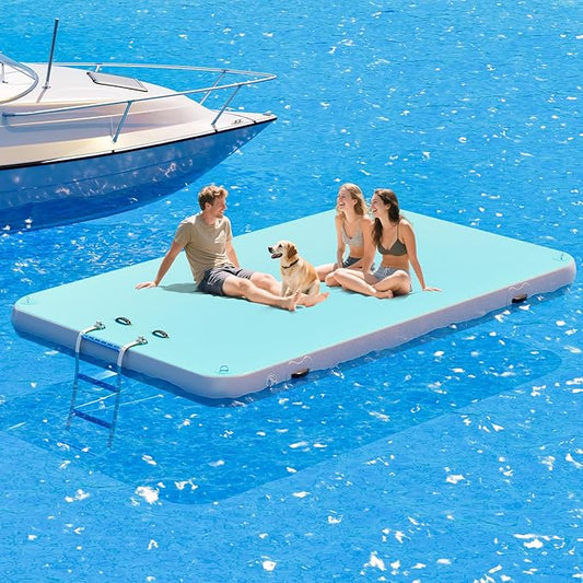 Specraft Inflatable Floating Dock, Non-Slip Air Dock Platform loating Island Raft with Rope Ladder for Pool Lake Beach Ocean-StrideForce Fitness