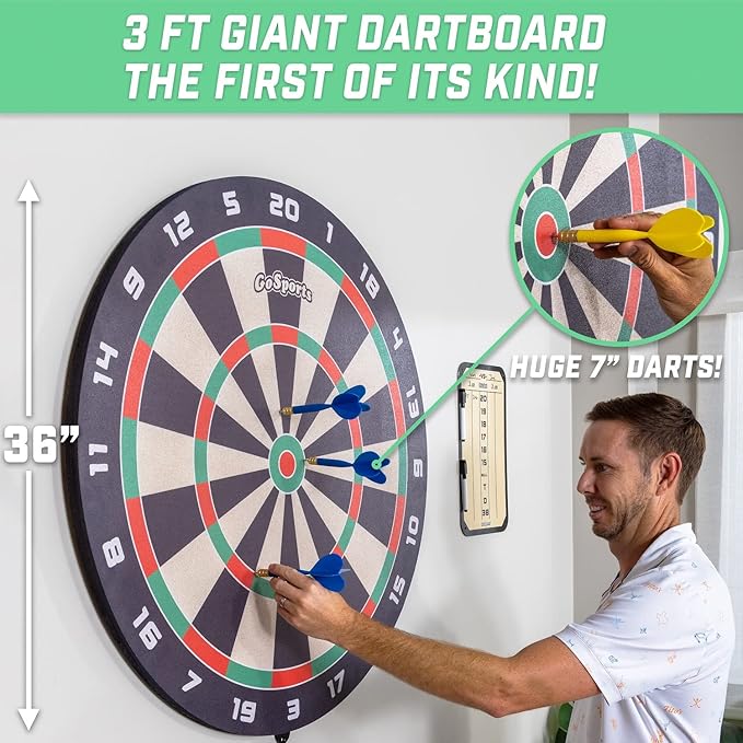 GoSports Giant 3 ft or 4 ft Cork Dartboards - Includes 12 Giant Darts and Scoreboard - New Fun Twist on Darts-StrideForce Fitness