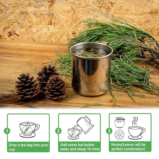 TEARELAE - Pine Needle Tea Bags - 3.53oz/100g (2.5g X 40 Bags) - 100% Pure Natural Dried Masson Pine Needles - Cut & Sifted - Caffeine-free-StrideForce Fitness