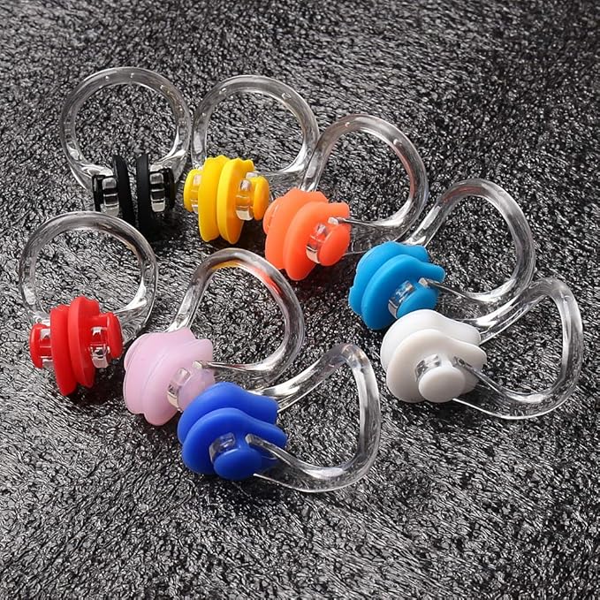 8 Pieces Silicone Swimming Nose Clip, Waterproof Silica Gel Surfing Nose Plug Protector Soft Latex Plugs for Kids and Adults (8 Colors)-StrideForce Fitness