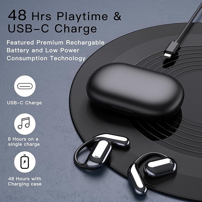 Wireless Earbuds Bluetooth Earbuds Built-in Mic with Ear Hooks 50H Playtime Ear Buds LED Display Charging Case Waterproof Design for Running Fitness-StrideForce Fitness