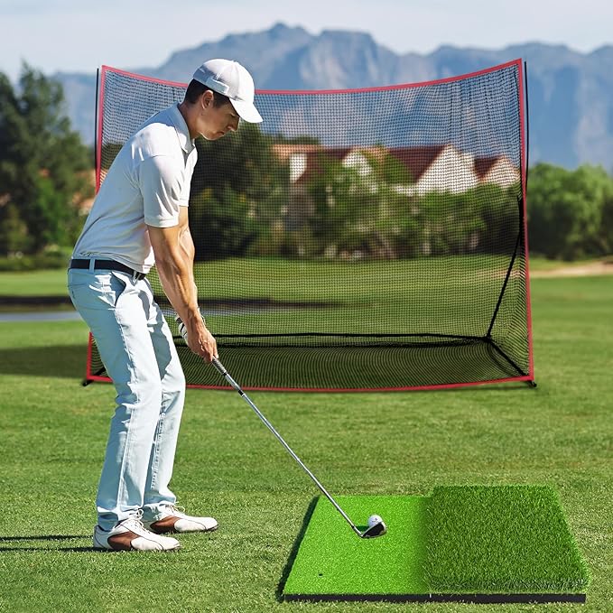 SAPLIZE Foldable Heavy-Duty Golf Hitting Mat, Practice Mat with 10mm EVA Rubber Backing, Larger Size for Indoor/Outdoor Swing and Chipping Practice, Anti-Deformation-StrideForce Fitness