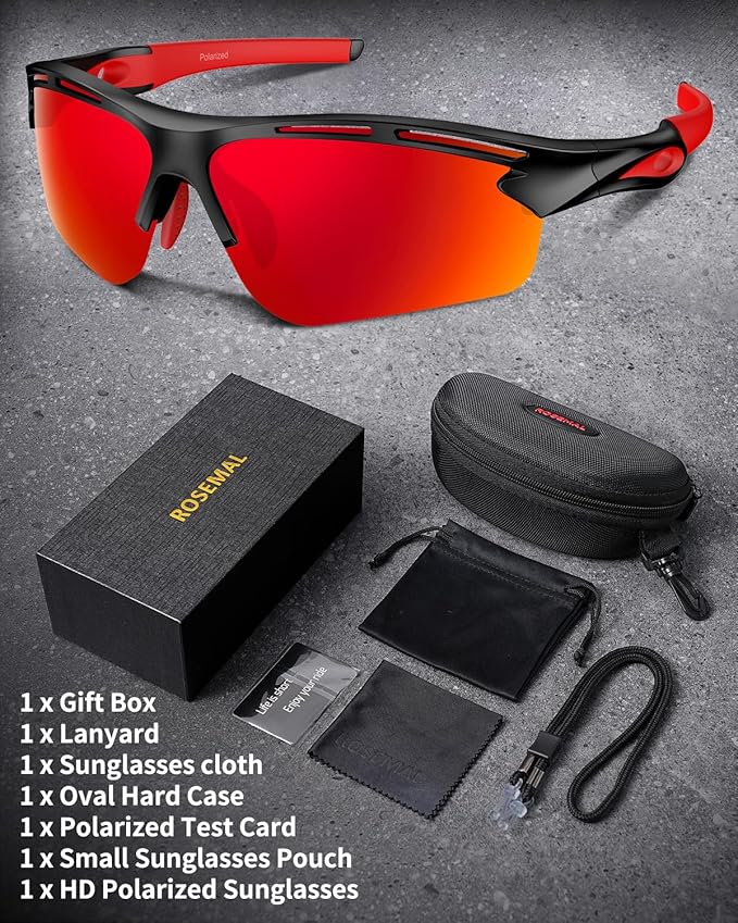 Polarized Sports Sunglasses for Men Women,UV400 Protection Sunglass for Running Cycling Fishing Hiking TR90-StrideForce Fitness