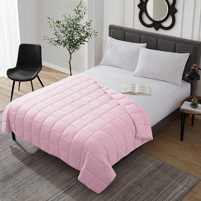 L'AGRATY Weighted Blanket - 40"x60" 7lbs Cooling Breathable Microfiber Material with Glass Beads Small Blanket All-Season Summer Fall Winter Soft Thick Comfort-StrideForce Fitness