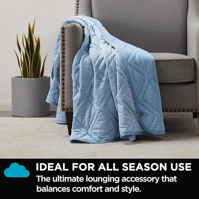 Brookstone Cooling Comfort Throw - Innovative Cooling Dual-Sided Throw - Oversized Cool Blanket for Hot Sleepers - Cooling Blankets for Sleeping - Nylon and Polyethylene Cooling Blanket - Faded Denim-StrideForce Fitness