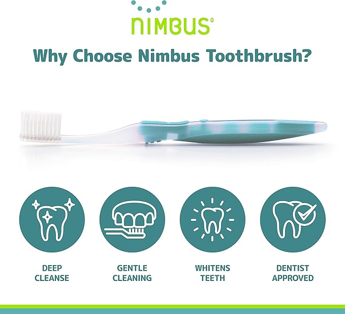 NIMBUS Extra Soft Toothbrushes (Regular Head) Periodontist Design Tapered Bristles for Sensitive Teeth and Receding Gums, Individually Wrapped Plaque Remover Travel Toothbrush (10 Pack, Colors Vary)