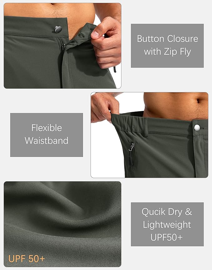 Pudolla Men's Hiking Cargo Shorts 9" Lightweight Outdoor Work Shorts for Men Travel Golf Camping Casual with 5 Zipper Pockets-StrideForce Fitness