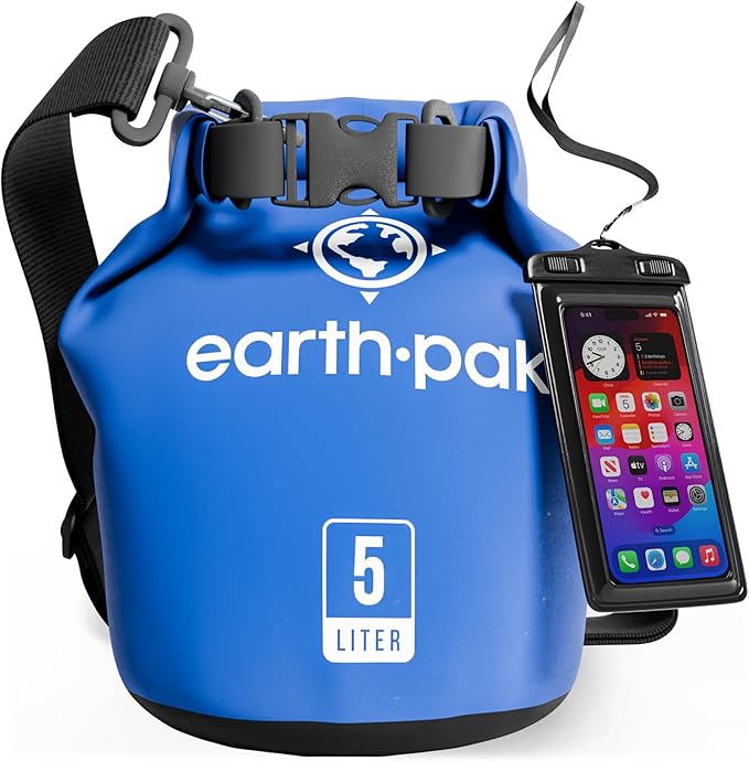Earth Pak Waterproof Dry Bag - Roll Top Waterproof Backpack Sack Keeps Gear Dry for Kayak with Waterproof Phone Case-StrideForce Fitness