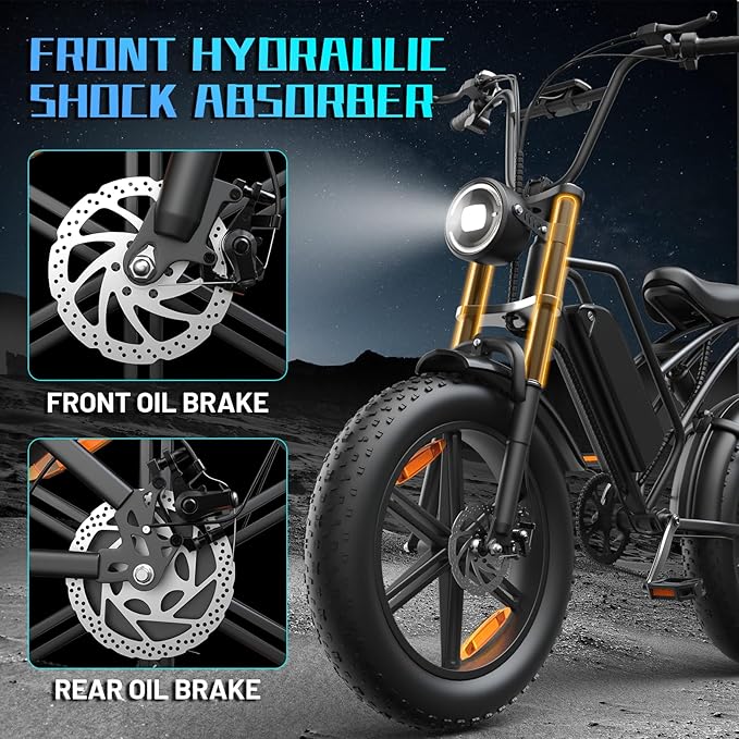 E500 Electric Bike for Adults 1000W Peak Motor, 20" Fat Tire Dirt E-Bike with 35MPH, 40 Miles PAS Range, Electric Bicycles with 48V Removable Battery, 7-Speed E Bike for Mountain Beach Sand Road Snow-StrideForce Fitness