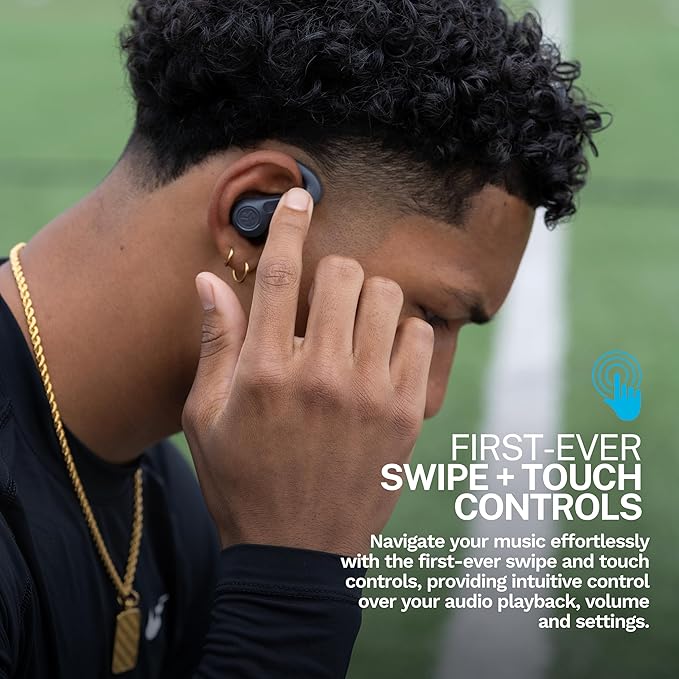 JLab JBuds Sport ANC 4 True Wireless Bluetooth Earbuds + Charging Case, Graphite, Swipe + Touch Controls, Hybrid Active Noise Cancelation, Multipoint Connect, Customized Settings App-StrideForce Fitness