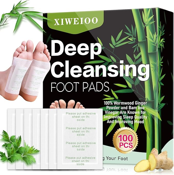 100 Pack Foot Pads, Ginger Oil Bamboo Charcoal, Foot Care Patch Message Deep Cleansing for Stress Relief, Better Rest, Feet Health Patches, Relaxing Muscles-StrideForce Fitness