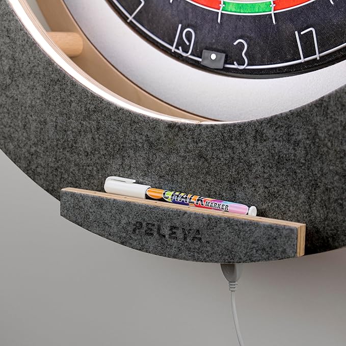 Dart Board Cabinet Set with LED Light; Bristle Dartboard, Built in LED Light, Darts and Chalkboards-StrideForce Fitness