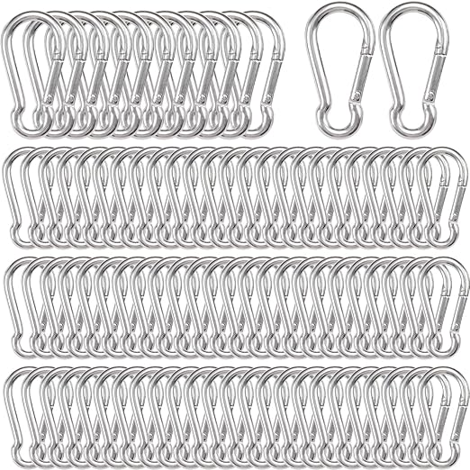 150 Pcs Carabiner Clip Spring Snap Hook, M5 2 Inch Heavy Duty Galvanized Steel Spring Snap Hook, Quick Link Keychain Clip for Keys Swing Set Camping Fishing Hiking Traveling(220 lbs Capacity)-StrideForce Fitness