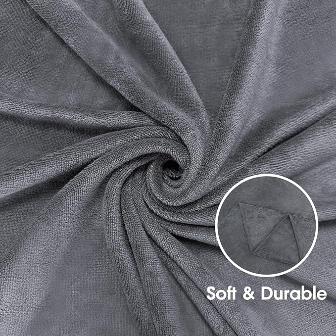 JML Microfiber Bath Towel Set, 6 Pack 30" x 60", Large, Soft Absorbent Microfiber Hair Towels for Adult, Men, Body, Grey-StrideForce Fitness