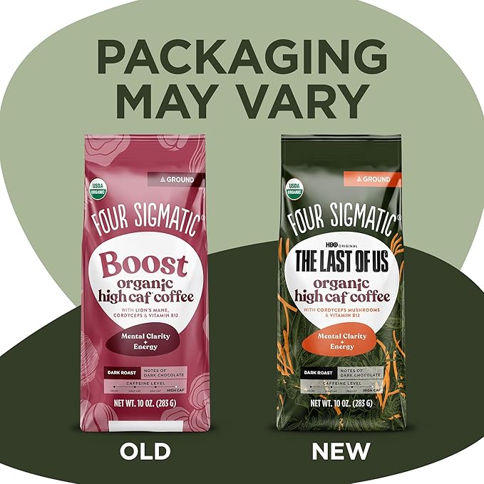 Four Sigmatic The Last of Us High Caffeine Cordyceps Coffee | Organic Dark Roast Extra Strong Ground Coffee with L-Theanine | Energy Booster Without the Jitters | 10oz Bag-StrideForce Fitness