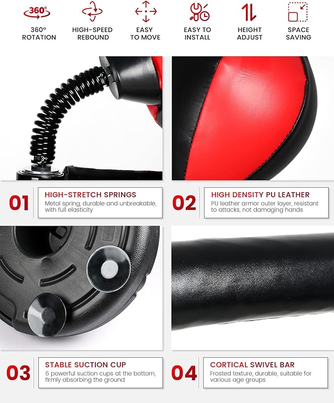 INNOLIFE Kids Boxing Bar with Punching Bag, Adjustable Height, Complete Set, Stable Base, Easy Installation-StrideForce Fitness