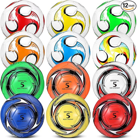 12 Pcs Soccer Balls for Teen Adult Bulk Deflated Soccer Ball with Pump Size 5 Indoor Outdoor Training Practice for School Sports Game Birthday Gifts Party Back to School-StrideForce Fitness