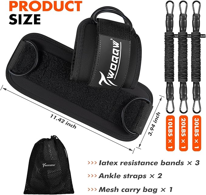 Ankle Resistance Bands with Cuffs, Ankle Bands for Working Out, Glutes Workout Equipment, Butt Exercise Equipment for Kickbacks Hip Fitness Training, Legs Resistance Bands for Women & Men